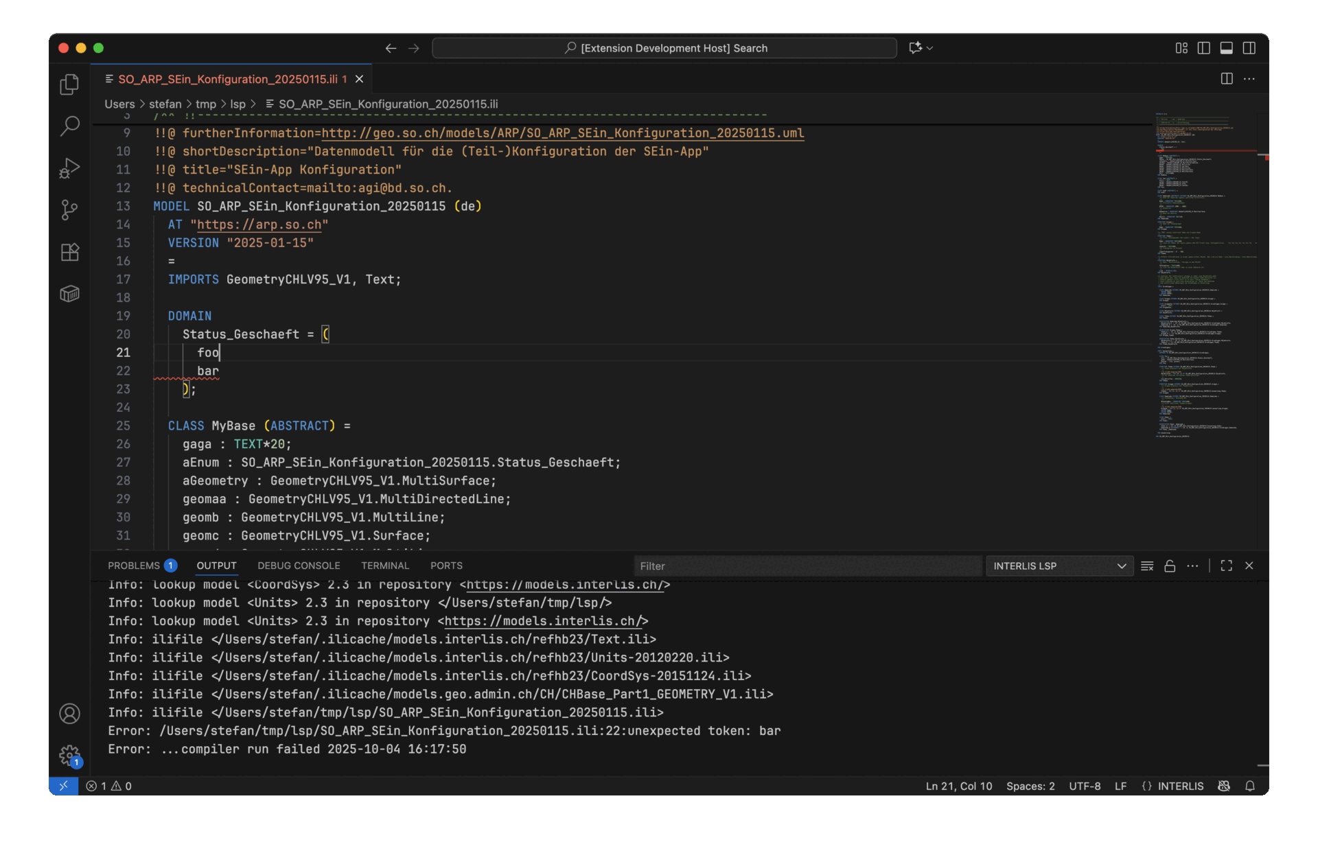 Animated preview of the INTERLIS IDE documentation navigation